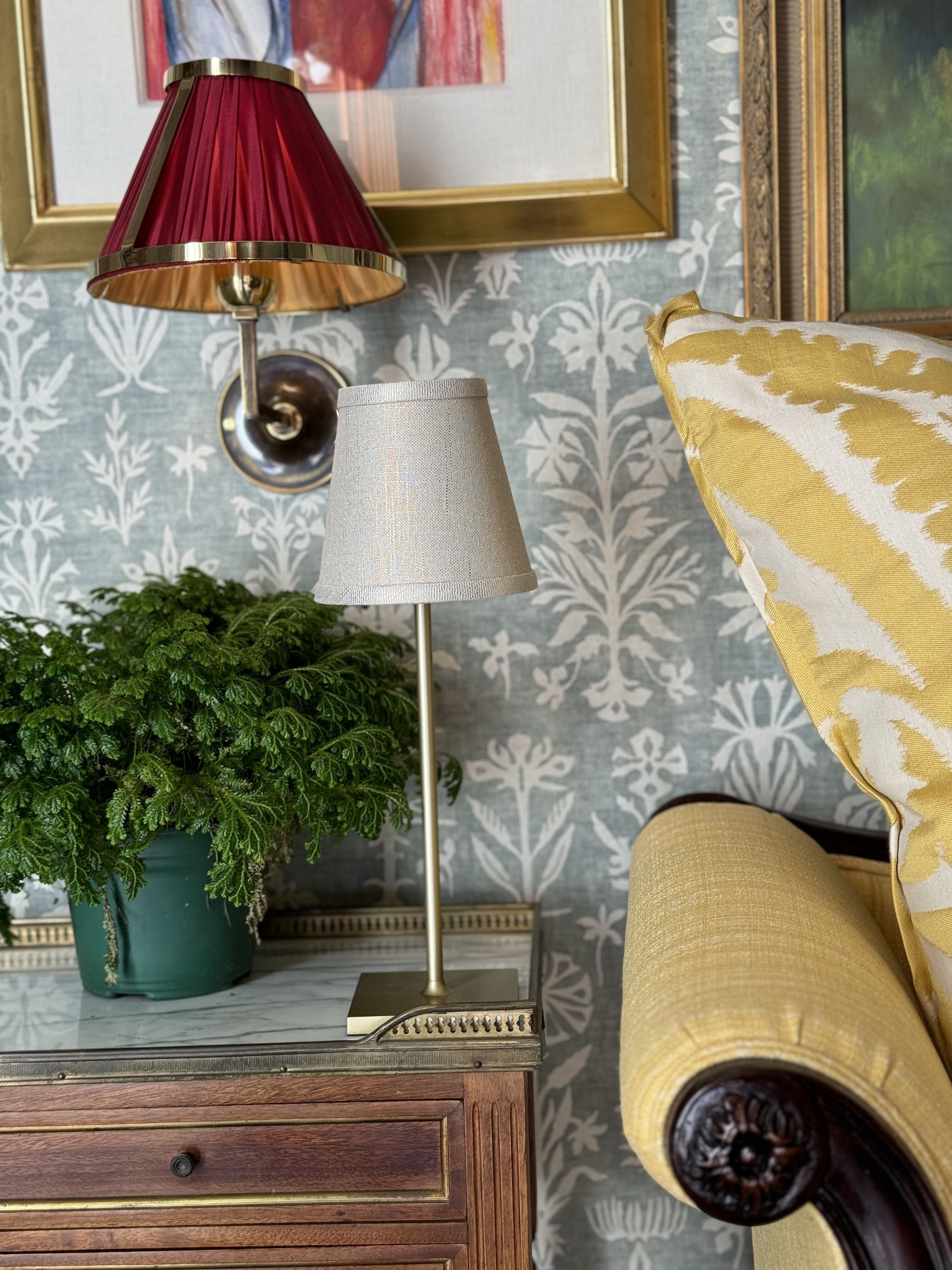 Small Linen Shade Cover in LS Lurex Silver