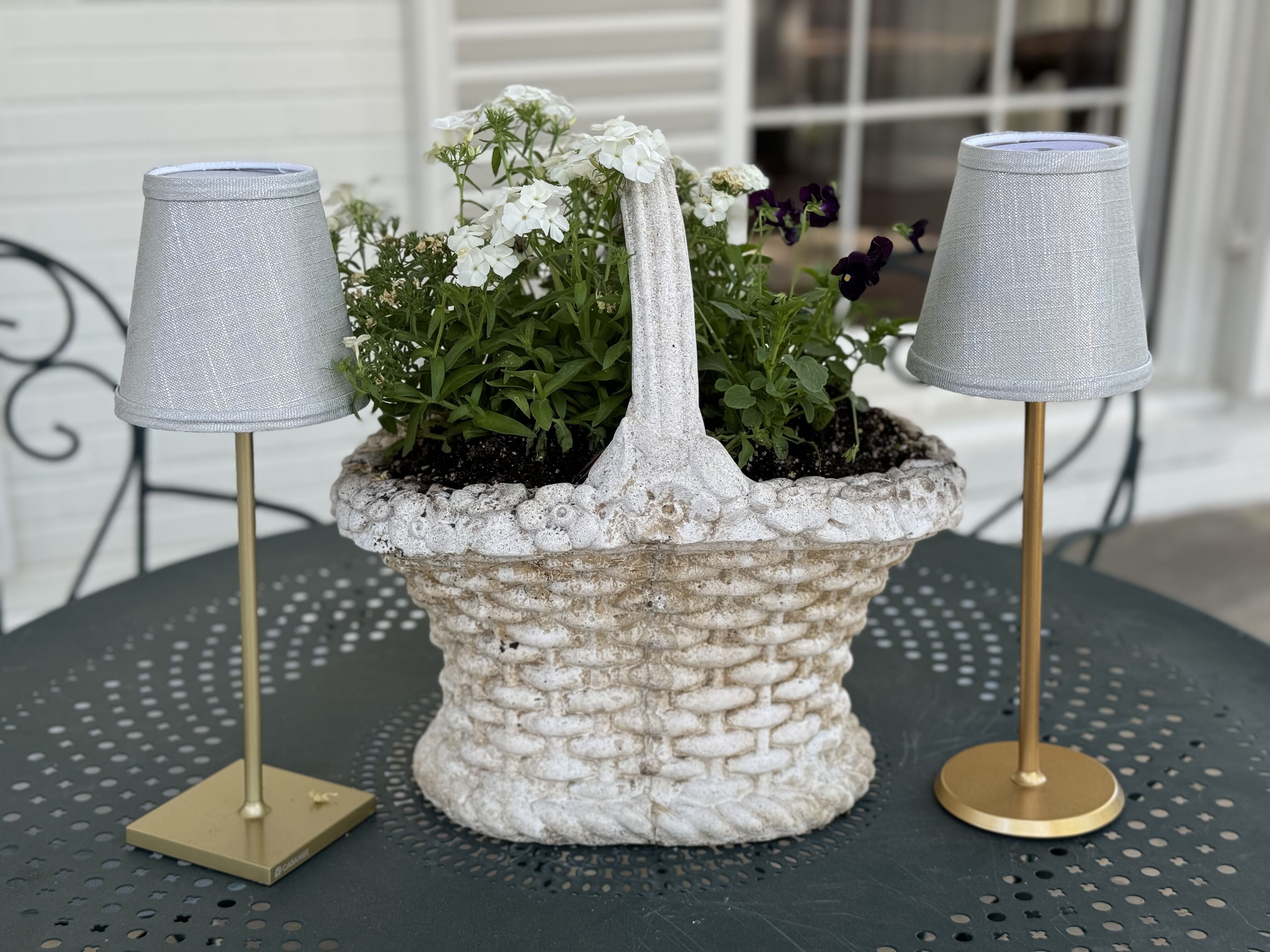 Small Linen Shade Cover in LS Lurex Silver