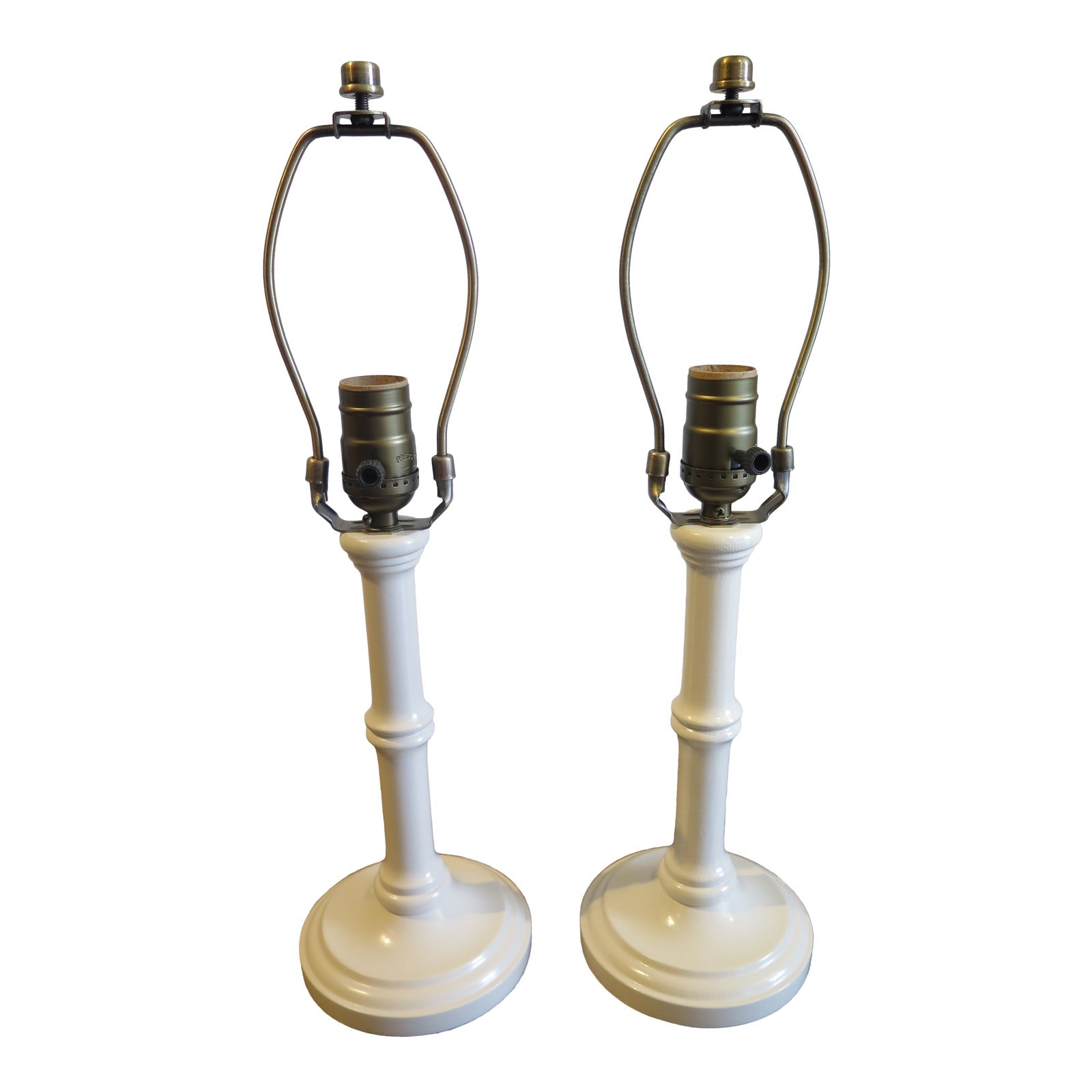 Pair of Ivory Bamboo Candlestick Table Lamps