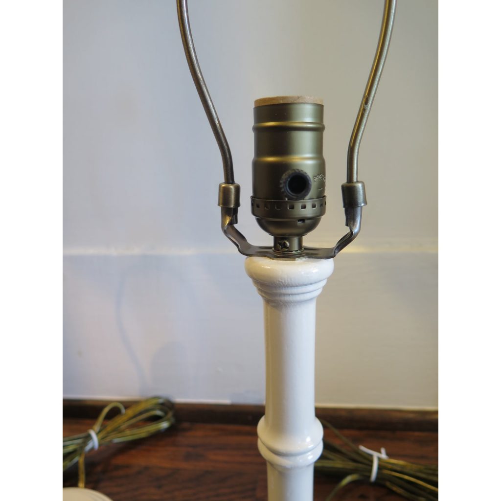 Pair of Ivory Bamboo Candlestick Table Lamps