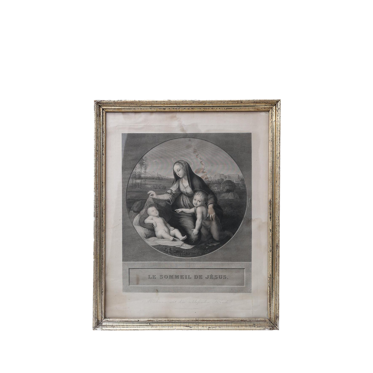 19th Century French Engraving of Madonna and Child