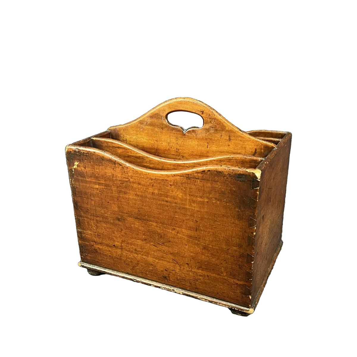 Vintage 19th Century Walnut Wood Magazine Rack
