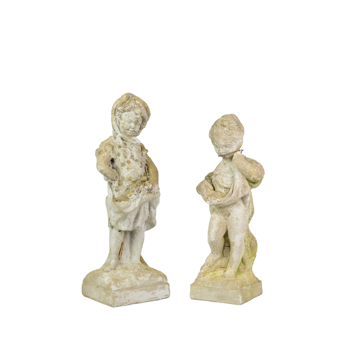 Pair of Small Cast Stone Figures