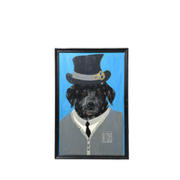 Framed Oil on Board Gentleman Dog Portrait