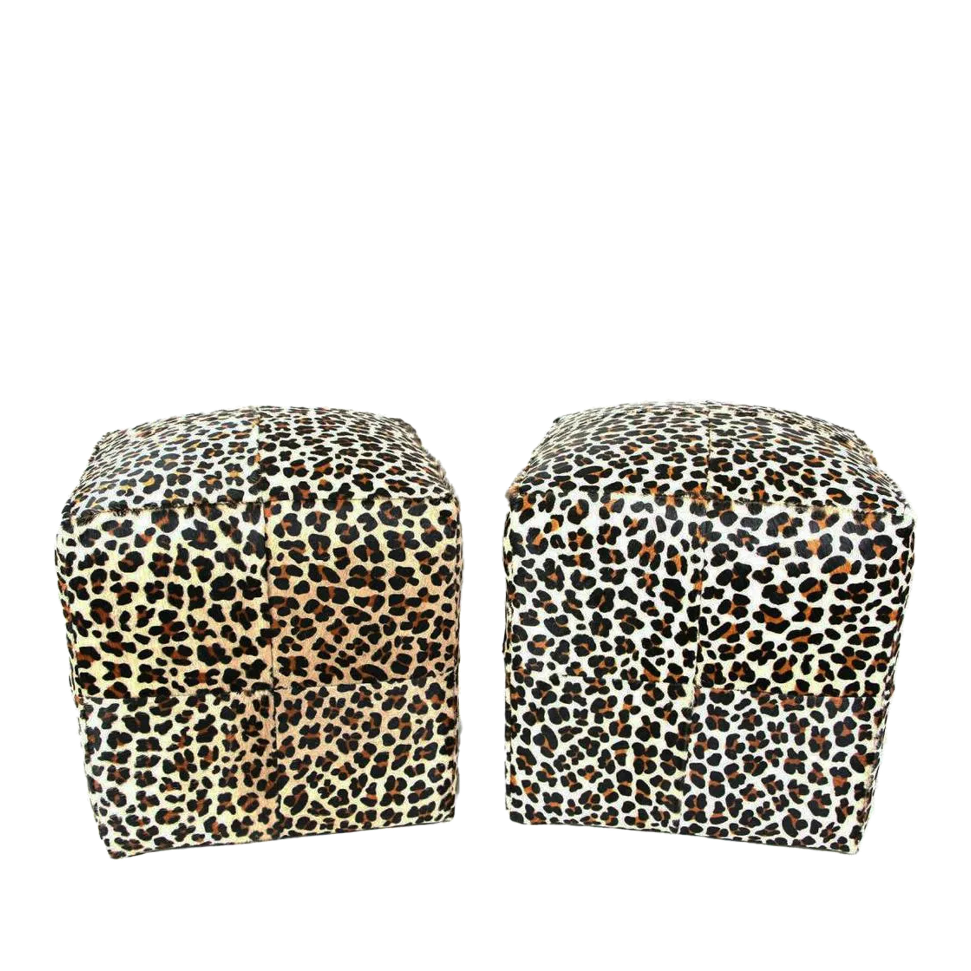 Pair of Leopard Print Ottomans