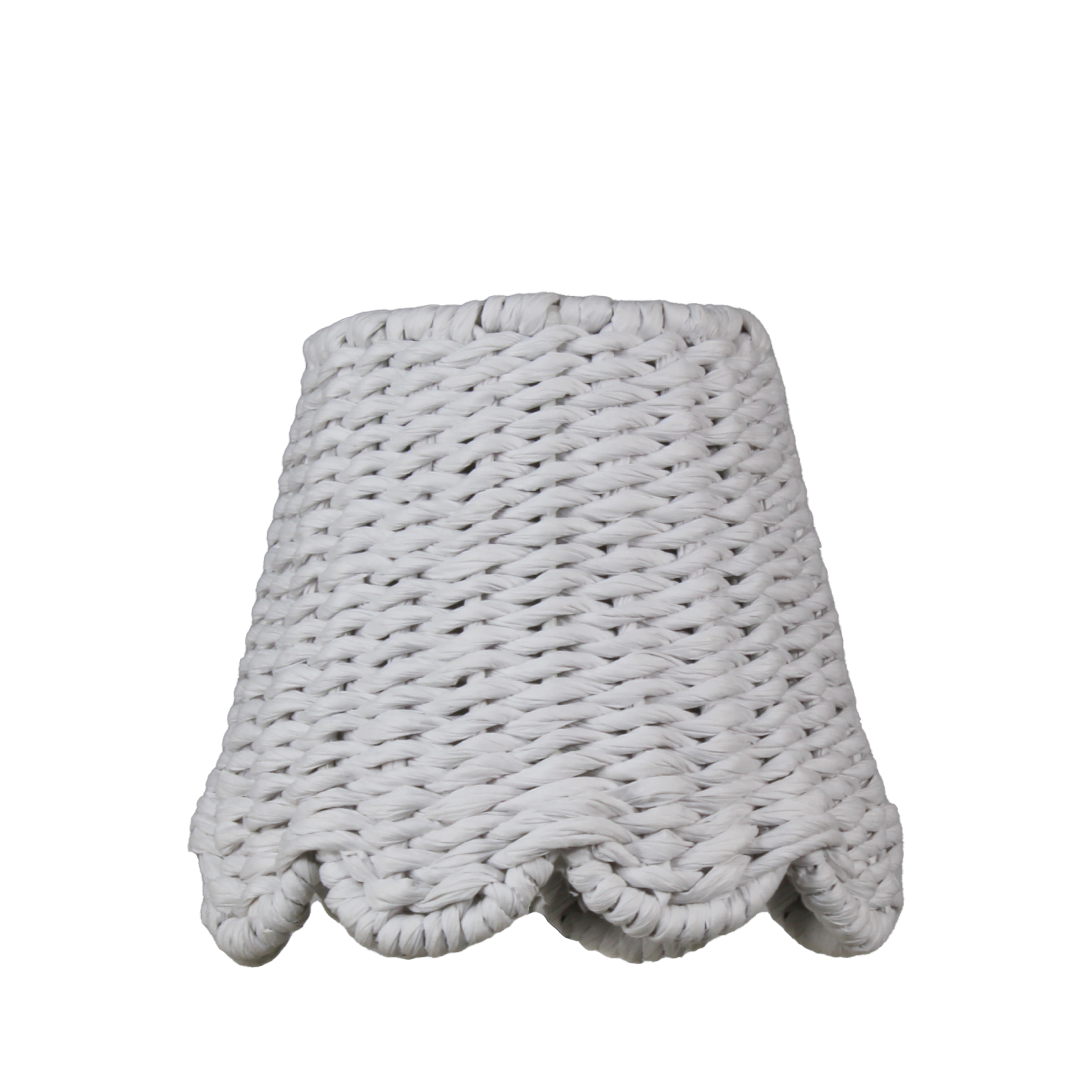 Small Twisted Rope Shade Cover (Scalloped in White)