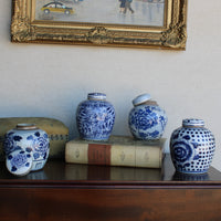 Blue And White Ming Jar Peony Dots