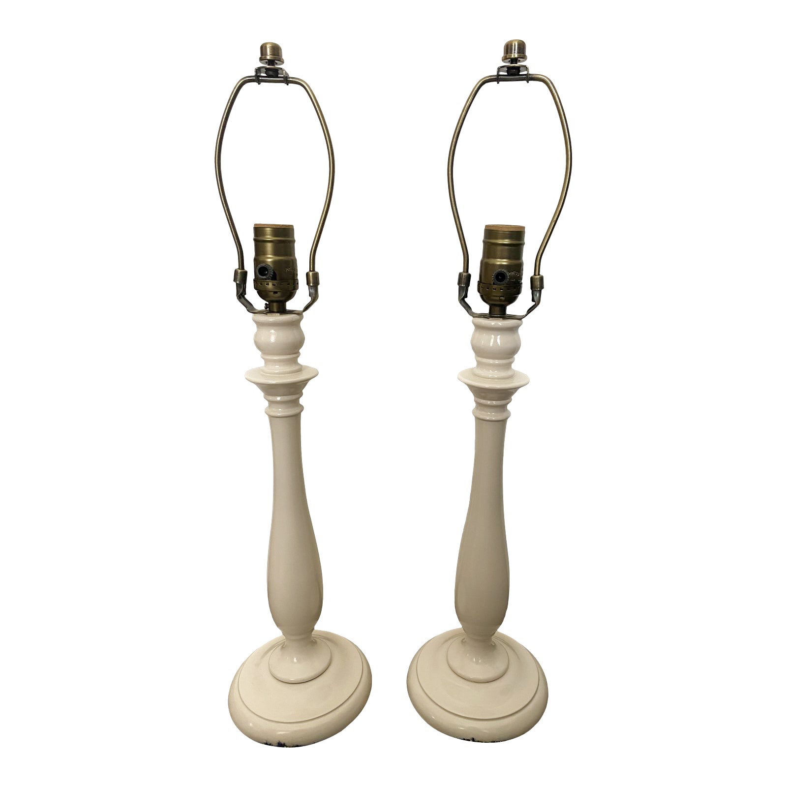 Pair of Ivory Candlestick Table Lamps
