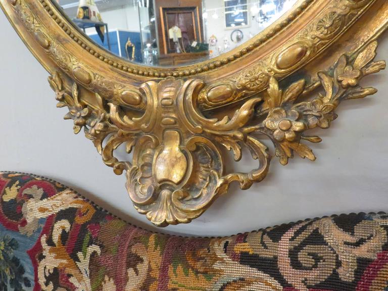 19th Century French Giltwood and Gesso Oval Mirror