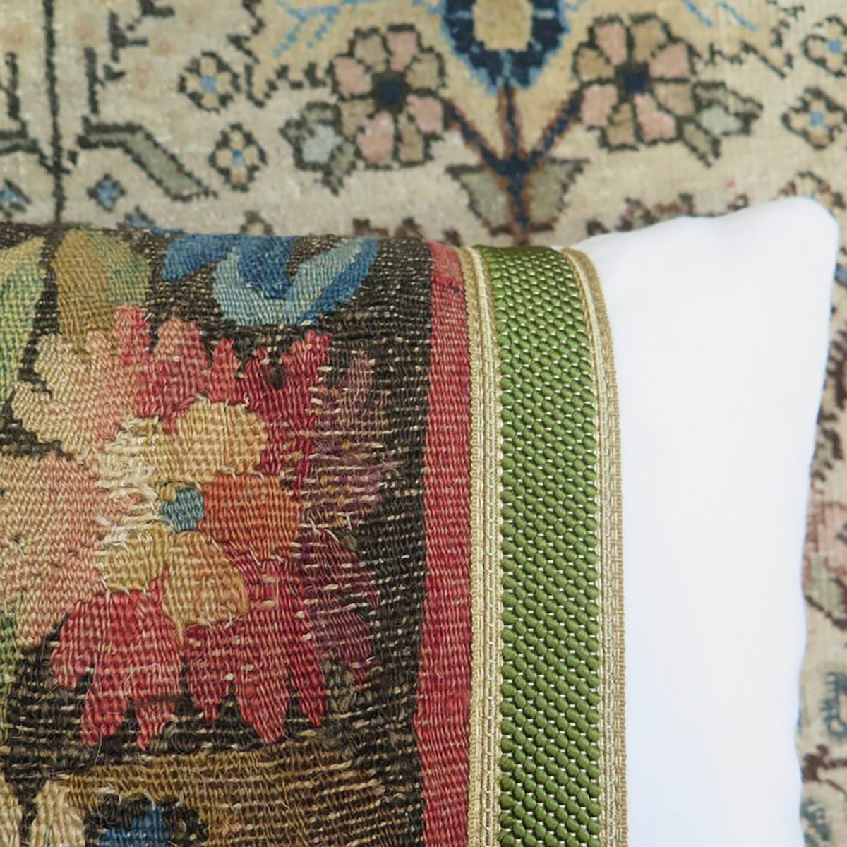 18th Century Floral Tapestry Pillow