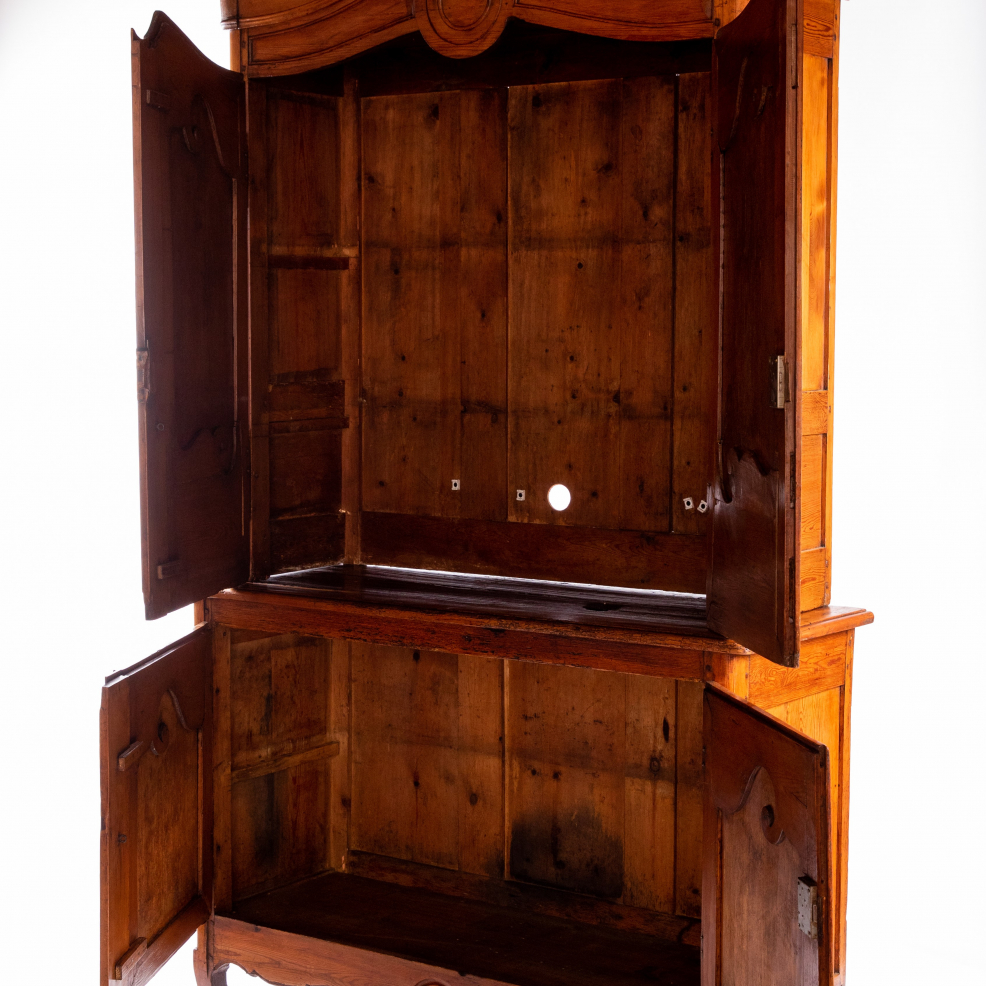 18th Century French Carved Pine Hutch