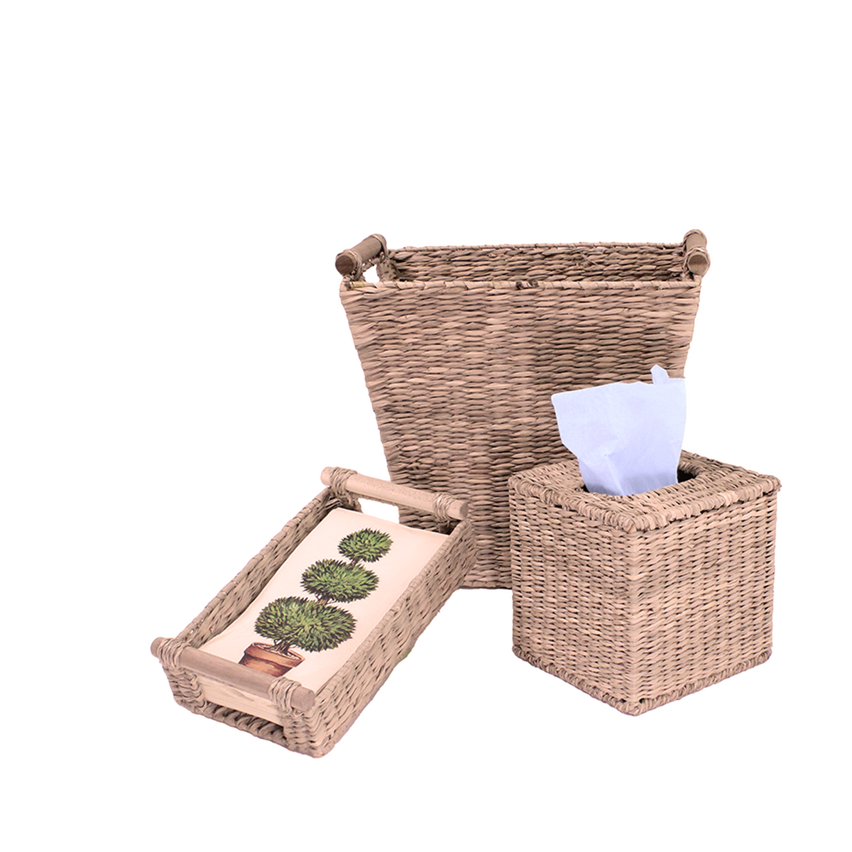 3-Piece Bathroom Gift Bundle in Natural Seagrass