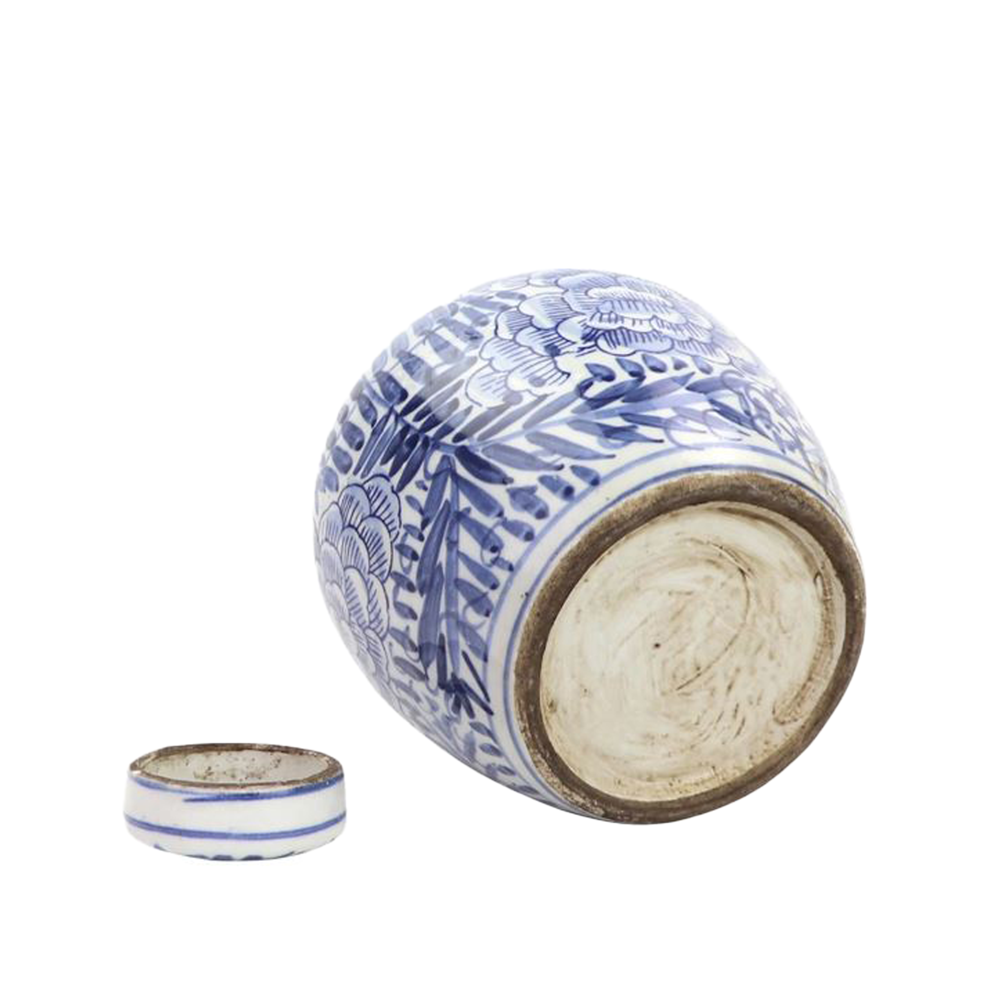 Blue and White Tiny Lid Mini Jar Blue Blooming Flower