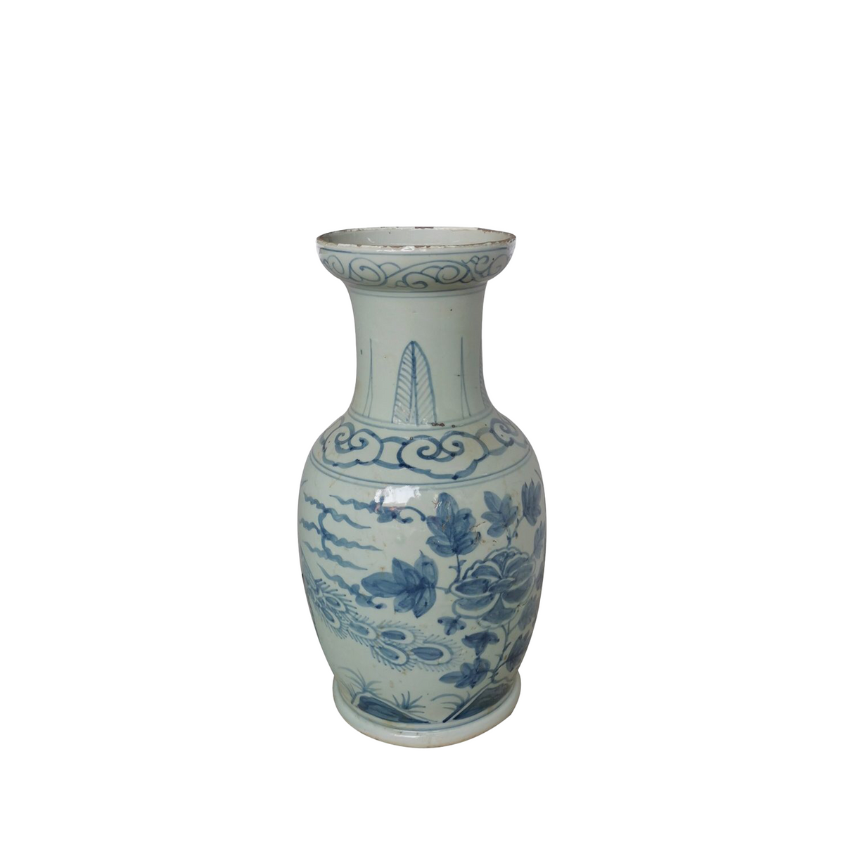 Blue And White Bird Vase With Dish-shaped Mouth