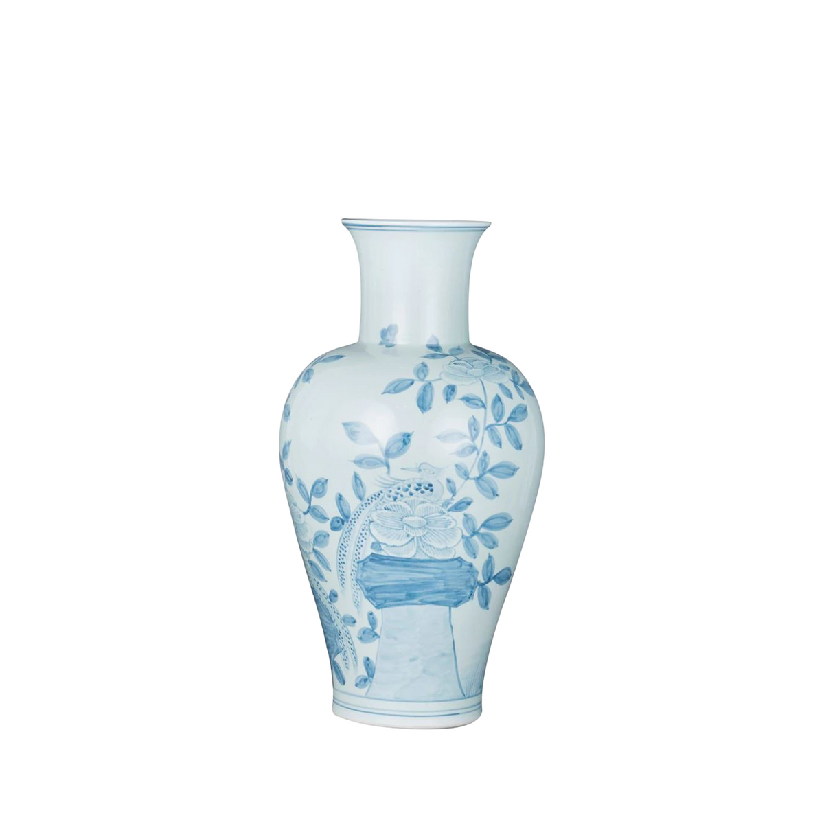 Blue And White Fairy Vase Pheasant Flower Motif