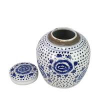Blue And White Ming Jar Peony Dots