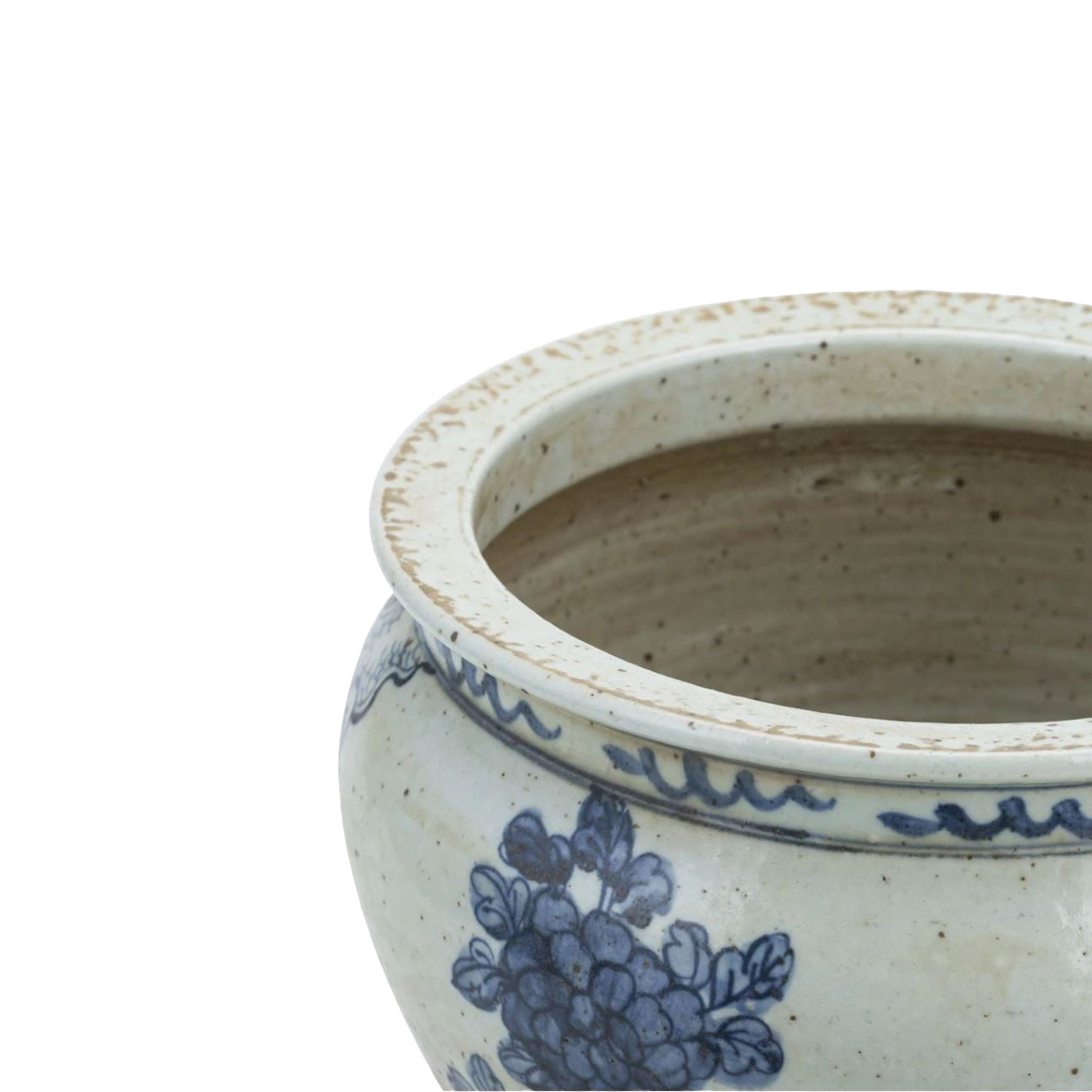 Blue And White Small Planter Flower With Pheasant