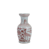 Coral Red Bird Vase With Dish-shaped Mouth Small