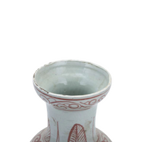 Coral Red Bird Vase With Dish-shaped Mouth Small
