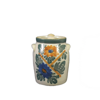 Pair of Flower Glazed Ceramic Jars