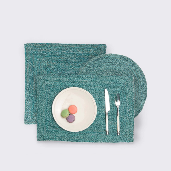 Set of 4 Round Mixed Blue Placemat