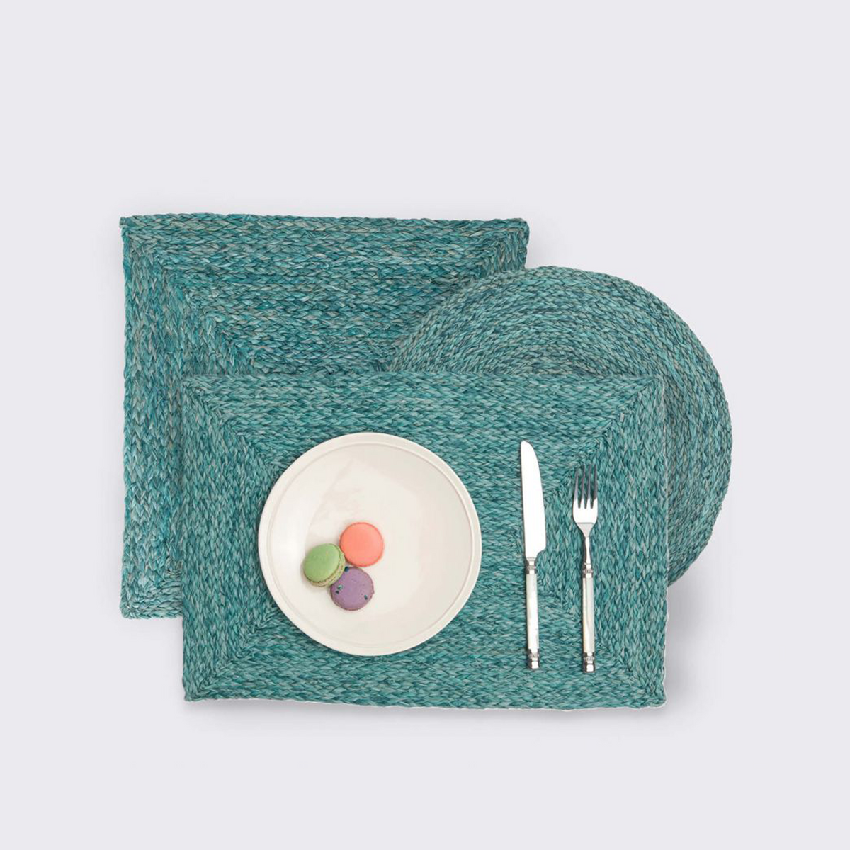 Set of 4 Square Mixed Blue Placemat