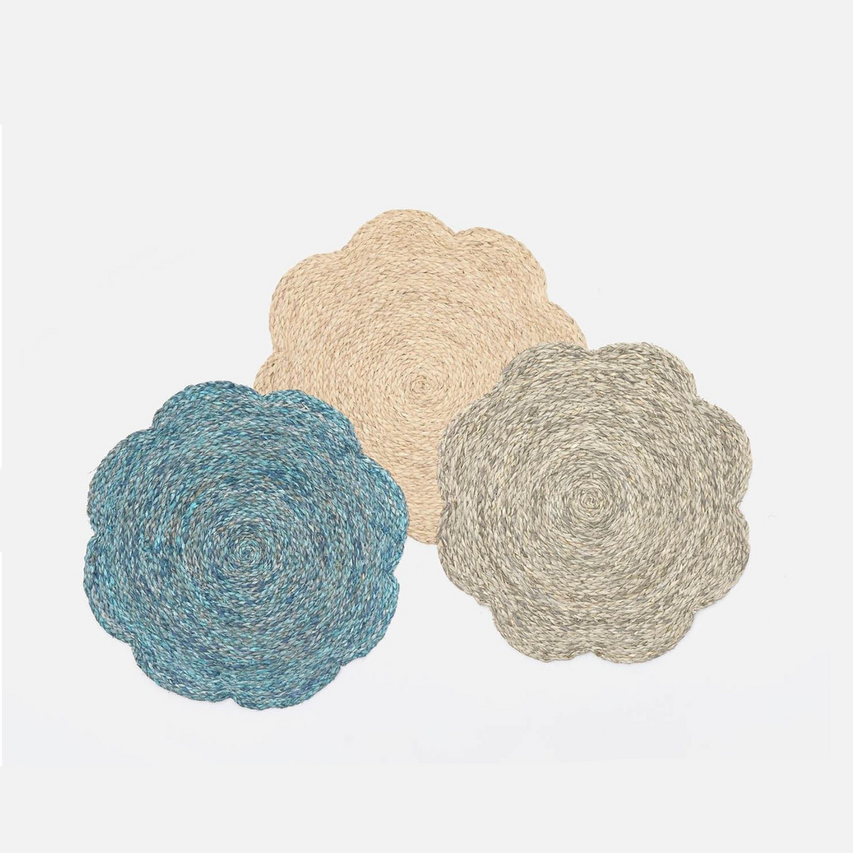 Set of 4 Mixed Gray Flower Placemats