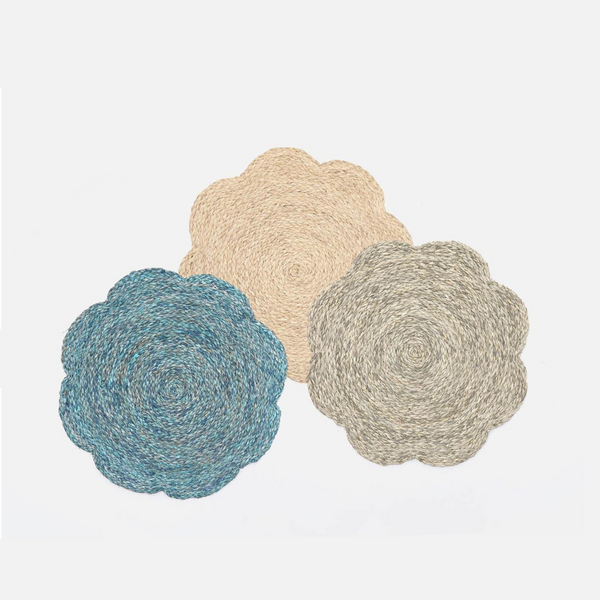 Set of 4 Mixed Blue Flower Placemats