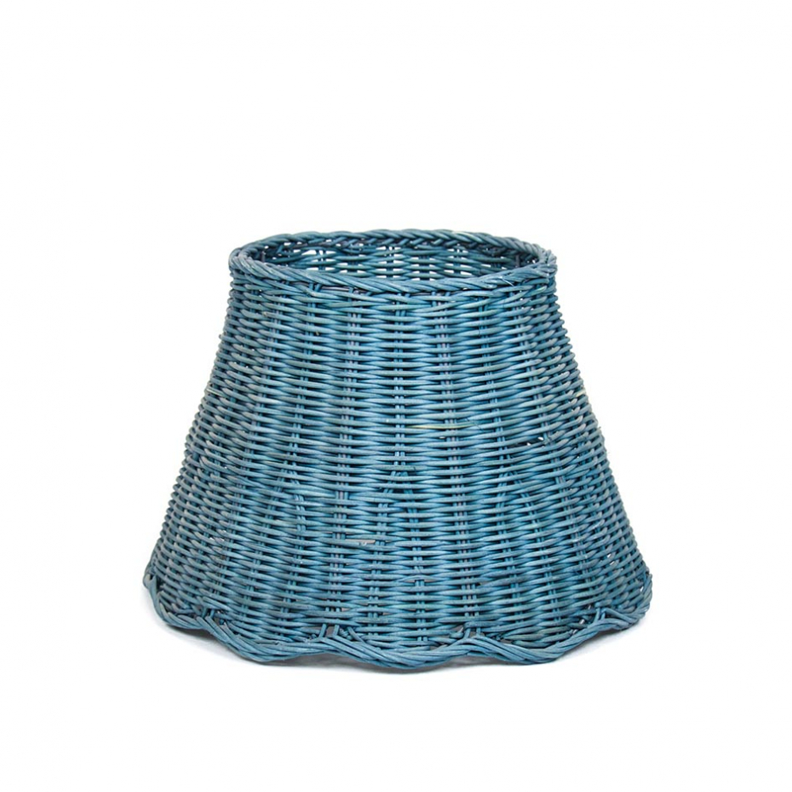 Scalloped Lampshade in Aegean Teal Rattan